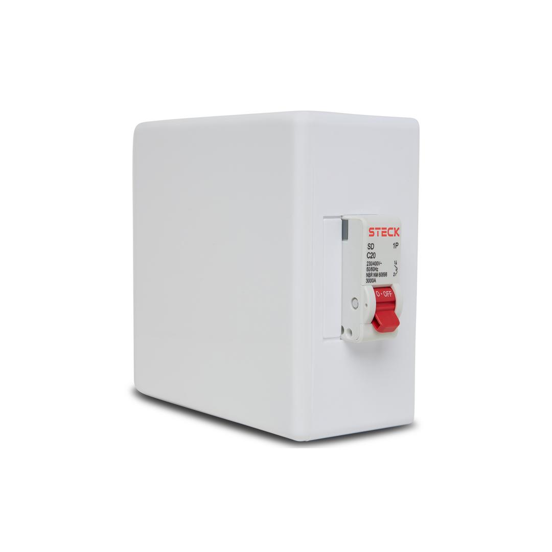 Caixa Sob Pratika Box C/Tom 2P+T 20A C/Disj 1P 20A Steck Spr2020M